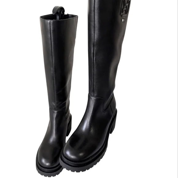 New DKNY Paloma Logo Knee High Platform Boot in Black... Size 7 - Picture 3 of 12